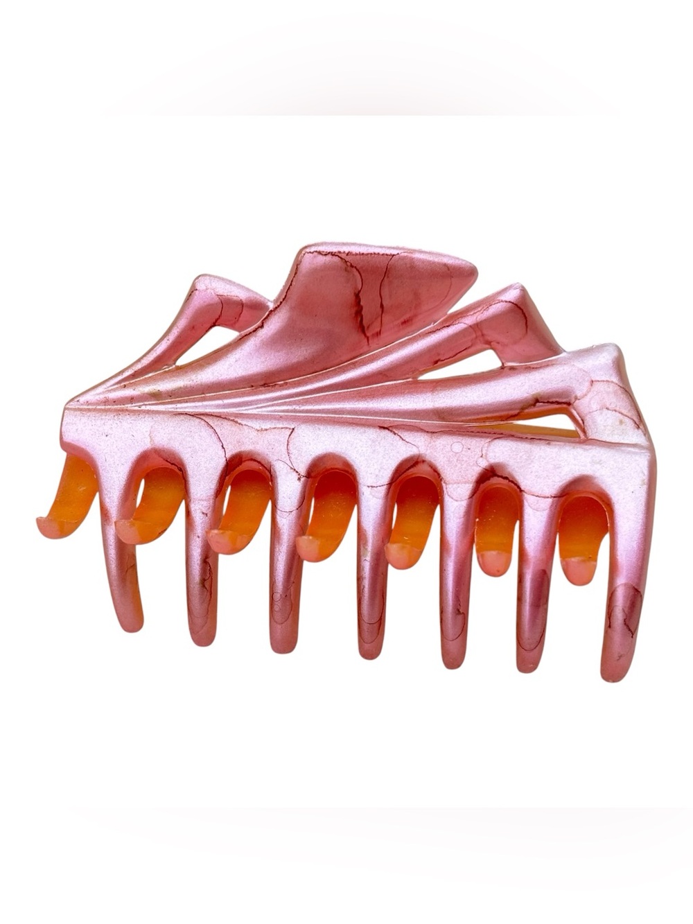 Vintage Mauritius Marbleized Pink Pearlescent Hair Claw Clip Accessory